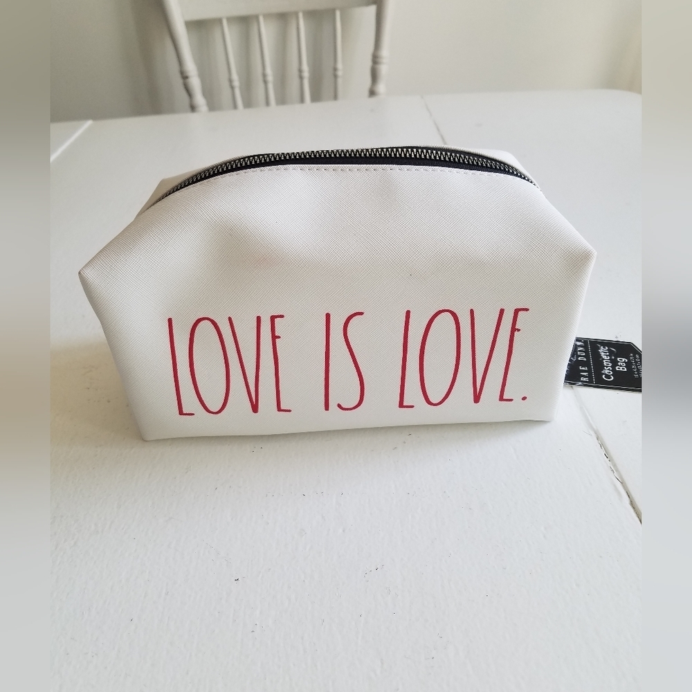 NWT Rae Dunn Love is Love Cosmetic  Bag White